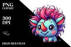 Colorful Baby Rhino Cartoon Clipart Product Image 1