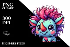 Colorful Baby Rhino Cartoon Clipart Product Image 1