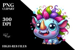 Colorful Baby Rhino Cartoon Clipart Product Image 1