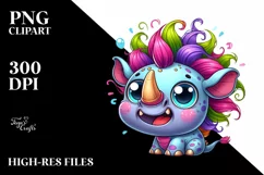 Colorful Baby Rhino Cartoon Clipart Product Image 1