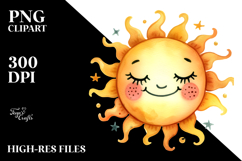 Watercolor Whimsical Sun, PNG Product Image 2