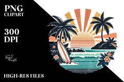Retro Tropical Beach Surf, Tshirt Vector Style, High-Res PNG Product Image 2