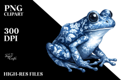Frog made of Blue Toile PNG Product Image 2
