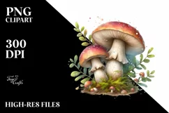 Detailed Mushroom Watercolor Splash PNG Product Image 3