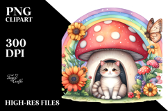 Illustration of Cat House with Large Mushroom and Colorful Product Image 2