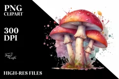 Detailed Mushroom Watercolor Splash PNG Product Image 3