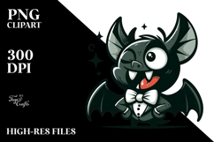 Dramatic Bat with Bow Tie PNG Product Image 2