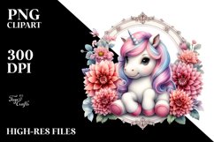 Adorable Baby Unicorn with Dahlia Frame Product Image 1