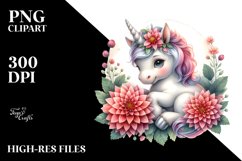 Charming Baby Unicorn with Dahlia Frame Product Image 3