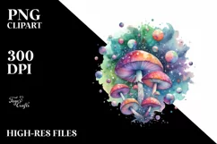 Colorful Magical Mushroom Watercolor Splash | Sublimation | Product Image 1