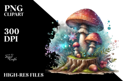 Detailed Pastel Magical Mushroom Watercolor PNG Product Image 2
