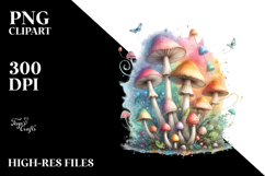 Detailed Pastel Magical Mushroom Watercolor PNG Product Image 2