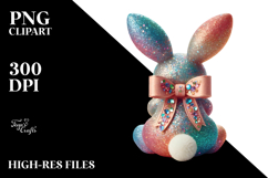 Colorful Stylized Bunny with Vintage Bow, Creative View from Product Image 2