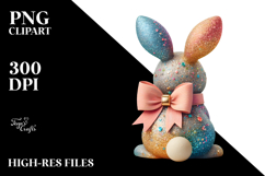 Colorful Stylized Bunny with Vintage Bow, Creative View from Product Image 2