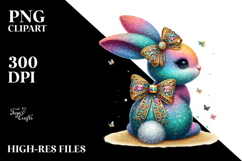 Colorful Stylized Bunny with Vintage Bow, Creative View from Product Image 2