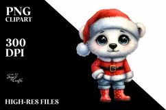 Watercolor Polar Bear Wearing Santa Suit Jeans Standing Up Product Image 3