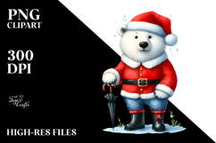 Polar Bear with Santa Suit Clipart Product Image 2