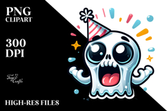 Cute Sugar Skull with Birthday Hat, White Background Product Image 2