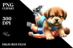 Baby Dog Playing Wrestling | Clipart Product Image 1