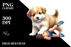 Baby Dog Playing Wrestling | Clipart Product Image 3