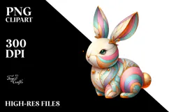 Golden Bunny on Splashy Background PNG Product Image 2