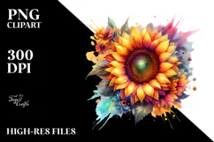Colorful Sunflower Watercolor Illustration Product Image 2