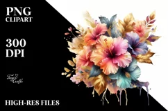 Colorful Whimsical Baby Hibiscus Bouquet | Sublimation Product Image 3