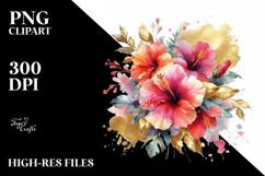 Vibrant Abstract Bouquet with Begonia | Sublimation Clipart Product Image 1