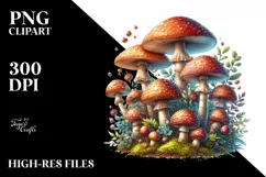 Detailed Mushroom with Watercolor Splash PNG Product Image 3