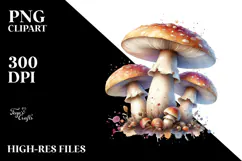 Detailed Mushroom Watercolor Splash PNG Product Image 2