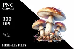 Detailed Mushroom Watercolor Splash PNG Product Image 1