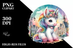 Baby Unicorn Village Square PNG Product Image 3