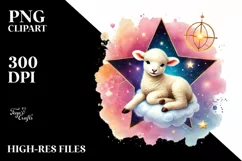 Cute Lamb with Heart on Star PNG Product Image 2