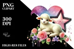 Cute Lamb with Heart on Star PNG Product Image 2
