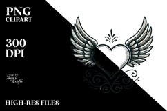 Hand Drawn Hearts with Wings PNG Product Image 2
