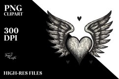 Hand Drawn Hearts with Wings PNG Product Image 2