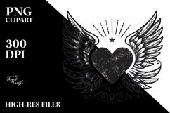 Hand Drawn Hearts with Wings PNG Product Image 2