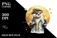 Hipster Otter with Cocktail PNG Product Image 2