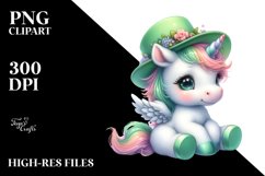 Cute Baby Unicorn Green Hat | Sublimation | Clipart Product Image 3