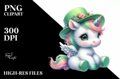 Cute Baby Unicorn Green Hat | Sublimation | Clipart Product Image 3