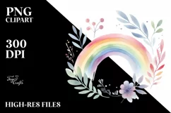 Simple Watercolor Rainbow Bouquet | Sublimation Clipart Product Image 1