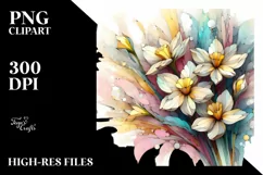 Abstract Pastel Wooden Stained Narcissus with Golden Product Image 1