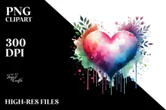Paintbrush Style Heart with Wings PNG Product Image 2