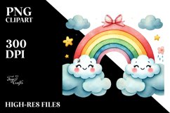 Cute Ranbow Between Clouds PNG Product Image 2