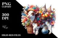 Colorful Baby Cow Renaissance PNG Product Image 1
