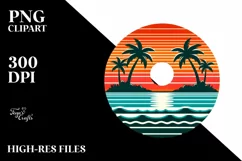 Retro Tropical Island Sunset | Sublimation | PNG Clipart Product Image 3