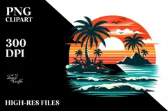 Retro Tropical Island Sunset | Sublimation | PNG Clipart Product Image 3