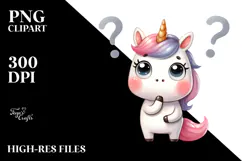 Expressive Unicorn with Big Eyes PNG Product Image 2