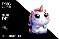 Expressive Unicorn with Thoughtful Look Watercolor PNG Product Image 2