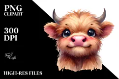 Expressive Baby Highland Cow PNG Product Image 2